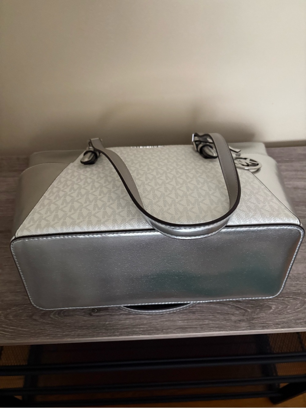 Michael Kors Silver Metallic Logo Tote